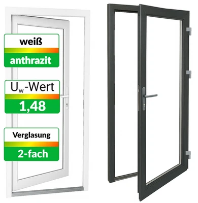 Kunststoff Nebeneingangstür Glas Ladentür Nebentür Eingangstür außenöffnend weiß - Bild 1 von 4