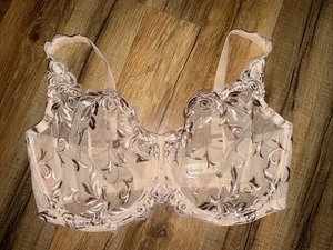Sujetador con aros sin forro de encaje sensual SOMA champán transparente bordado 36G - Imagen 1 de 11