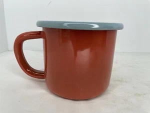 Crow Canyon Home 12 Unzen Emaillegeschirr Kaffeetasse Becher Orange & Hellblau The Get Out - Bild 1 von 8