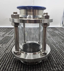 Flow Tri Clamp in-Line Sight Glass Flow Sanitary Straight Clamp End 7" x 3-1/2 - Picture 1 of 7