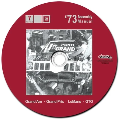 1973 Pontiac Fabbrica Montaggio Manuale Su Cd-Rom Gto Grand Prix Lemans Grand Am - Immagine 1 di 2