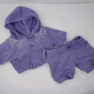 Chándal Build A Bear chaqueta y pantalones de lentejuelas moradas para BABW Bears Y2K años 2000 - Imagen 1 de 7