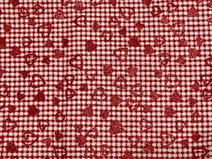 VINTAGE Red Metallic Hearts (red plaid) - 1.5 YDS x 44” - Picture 1 of 2