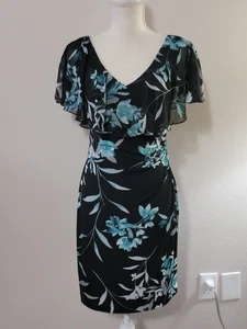 Connected Apparel Kleid V-Ausschnitt Blumendruck Gr. 4p 4 zierlich geraffte Seite - Bild 1 von 12