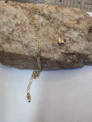 Brazalete tobillo cadena eslabones Figarucci Figaro 10kt oro amarillo 10K 9" 2,5 g Foto 1 de 4