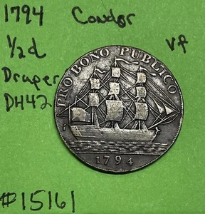 1794 Draper Gosport 1/2p Penny VF Very Fine Great Britain Condor DH42 - Picture 1 of 3