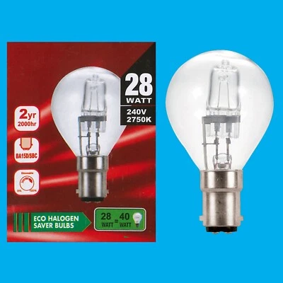 2x 28W (=40W) Halogen Dimmable Clear Golf G45 Mini Globe Light Bulb Lamp SBC B15 - Image 1 of 2