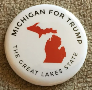 2016 DONALD TRUMP ☆OFFICIAL☆ MICHIGAN FOR TRUMP ☆AUTHENTIC☆ WHITE PIN BUTTON - Picture 1 of 1