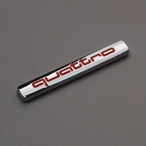 Quattro Badge Chrome Alloy Sticker Emblems Red Tailgate Trunk Fits All UK STOCK - Picture 1 of 4