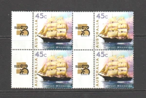 1999 Australian Stamp block - Sailing ships. Polly Woodside + Tab MUH 4 x 45c - Picture 1 of 1