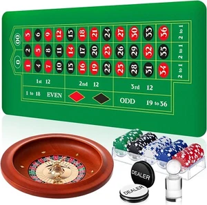 Roulette Rad Spiel Set enthält 11" Massivholz Roulette Rad 35" x 16" Gummi - Bild 1 von 6