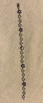 Pulsera de plata de ley amatista y diamantes Foto 1 de 4