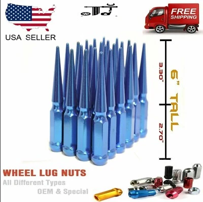 20x Blue 6" XL Tall 14x1.5 Spike Lug Nut+Key Fit Cadillac CT5/6/S XTS/4 &More - Image 1 of 3