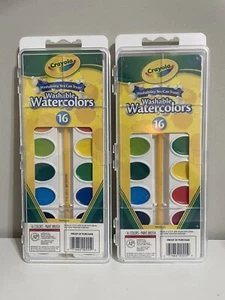 Crayola Washable Watercolors 16 count with paint brush Assorted Colors lot 2 - Picture 1 of 1