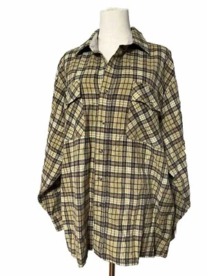 Camisa con botones de manga larga a cuadros marrón XL Clay Brooke Outdoor para hombre Foto 1 de 4