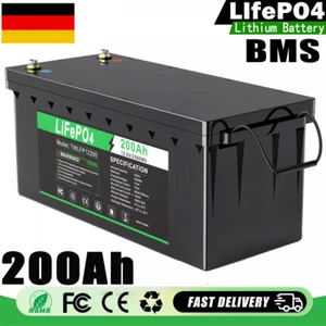 200Ah 12V LiFePO4 Lithium Batterie BMS Akku Solarbatterie Wohnmobil Boot 2.56KWh - Bild 1 von 10