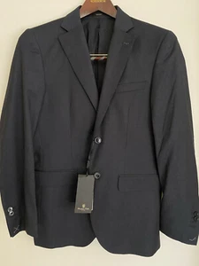 Massimo Dutti, Super 130s Italian Wool Slim Blazer Jacket Sport Coat, Blue, Size - Picture 1 of 4