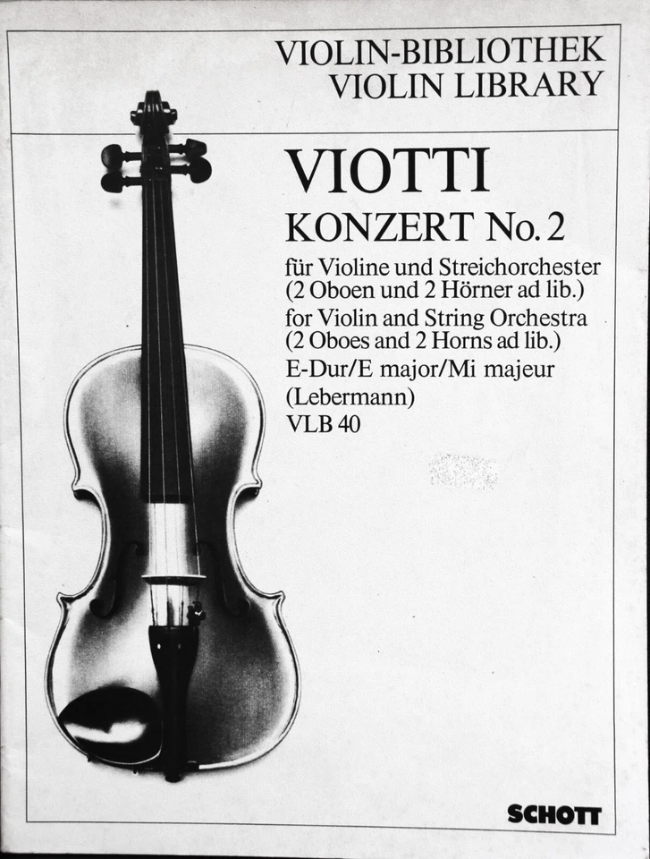 Viotti violin Concerto no.2 in E major with piano - Image 1 of 1