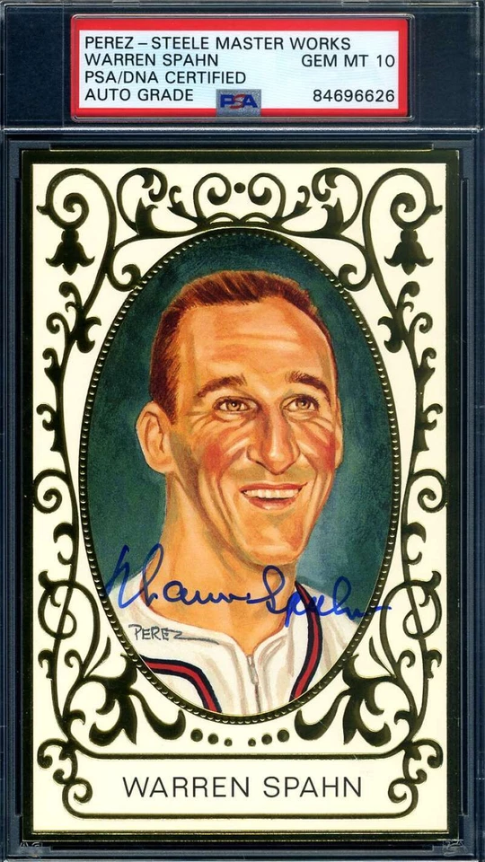 Warren Spahn Gem Mint 10 PSA DNA Signed Perez Steele Master Works Ramly  - Image 1 of 1