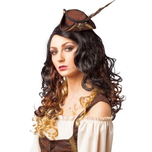 Minihut Piratin Minizylinder Piratenbraut mit Feder Miniatur Piratenhut Kostüm - Bild 1 von 1