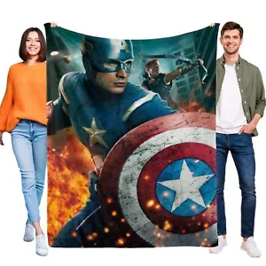 Throw Blanket Captain America Super Soft Flannel for Bed Sofa All Season Gifts - Picture 1 of 7