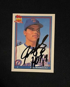 Texas Rangers Ivan "Pudge" Rodriguez Signed Rookie Card Proof Photo - Picture 1 of 3