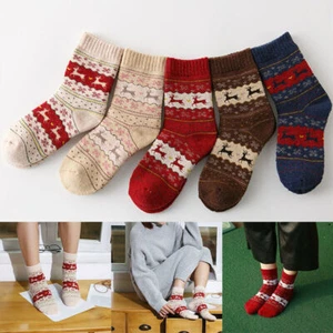 Christmas Socks Lady Nordic Deer Pattern Comfort Xmas Ankle Socks 1/3/5 Pairs✧ - Picture 1 of 16