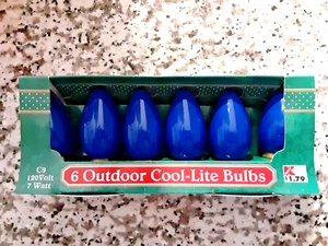 VTG 6 Count Kmart C9 7W Blue Outdoor Christmas Bulbs in Original Package NOS - Picture 1 of 2