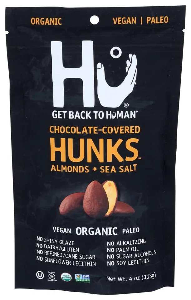 HU Chocolate Covered Hunks Almonds and Sea Salt 4 Oz