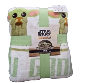 Star Wars The Mandalorian Yoda Grogu lancio bambino in pile super morbido 120 cm x 150 cm - Foto 1 di 8