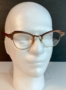 Vintage BAUSCH LOMB Eyeglass Frames Pink CAT EYE 12K Gold Filled 20-44 125mm - Picture 1 of 12