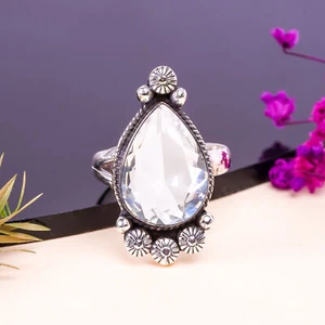 White Topaz Gemstone Solid 925 Sterling Silver Stacking Ring Fine Jewelry V11372 - Picture 1 of 4