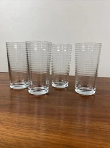 Pasabahce Doro 10 Oz Juice Glass Tumblers Horizontal Line 5-1/8" Set of 4 EUC - Picture 1 of 18