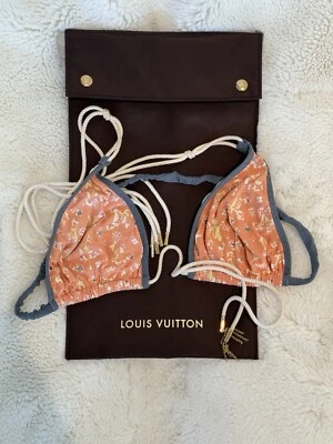 Louis Vuitton Bikini Top With Swimsuit Bag Vintage 42 Medium 6 Orange Gold Small - Image 1 of 4