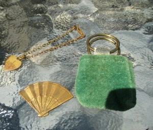 Rare Ginger Doll Clothes Accessory Set Gold Fan Green Purse Necklace 1950's 8" - Picture 1 of 12