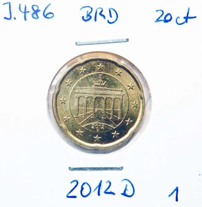 20 Cent 2012 D BRD Jäger 486 Erhaltung vorzüglich - Bild 1 von 1