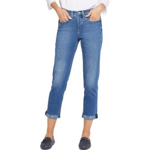 NYDJ Womens Girlfriend Blue Mid-Rise Denim Straight Leg Jeans 00 BHFO 5507 - Picture 1 of 2