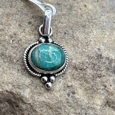 "Colgante de malaquita verde natural de plata de ley 925 1/2"" gota delicado elegante #0" Foto 1 de 4