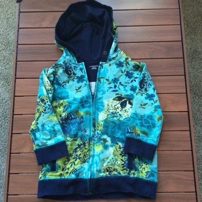 Allison Daley Petite Kids size L blue floral full zip Jacket - Image 1 of 4