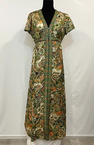 VTG Union Made 1970’s Maxi Dress Gold Brocade Old Hollywood Gorgeous Fits Sz 6 - Picture 1 of 24