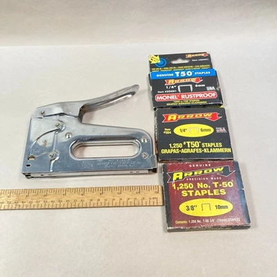 Grapadora de flechas de alta resistencia #T-50M con 3 paquetes de grapas EE. UU. Foto 1 de 4