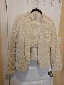 Traje Falda Crochet Encaje Ann Taylor Loft Crema Marfil Mujer Talla 12 - Imagen 1 de 21