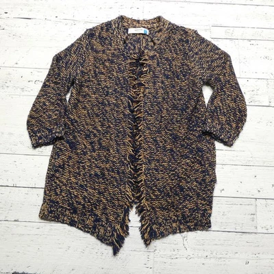 Sparrow Sweater Womens Medium Open Front Fringe Cardigan Wool Linen Blend Boho - Image 1 of 4