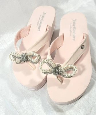 Sandalias de cuña Juicy Couture para mujer con detalle de lazo de crepé - rosa - talla 6 de EE. UU. Foto 1 de 4