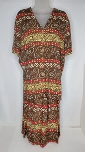 Combo de top y falda para mujer Martinica talla mediana marrón multicolor botón largo - Imagen 1 de 13