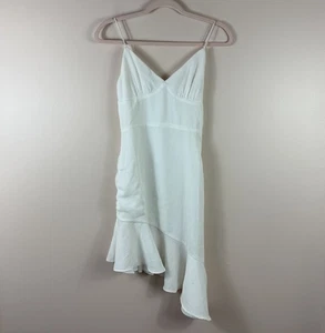 SUPERDOWN womens size XS white sleeveless asymmetric ruffle hem mini dress - Picture 1 of 4