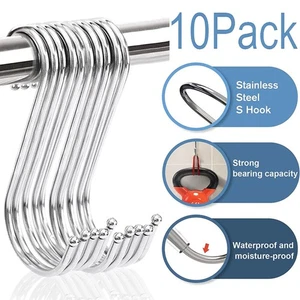 10 STÜCKE Edelstahl S Haken Schwere Küchengerät Kleiderbügel Haken Werkzeug Neu - Bild 1 von 12
