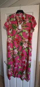 Ladies Pink Floral Summer Dress Size 18 M&co BNWT - Picture 1 of 6