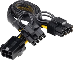 AAAwave Single Female 6 Pin PCI-E to Dual Male 6+2 Pin PCI-E Cable with Braided - Picture 1 of 11