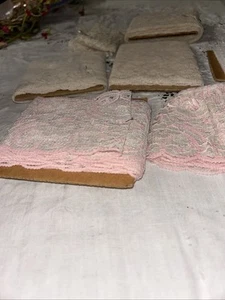Pink White Lace Trim Flat Ruffled Lot 3" Wide Lot Polyester Lot Of 9 - Picture 1 of 8